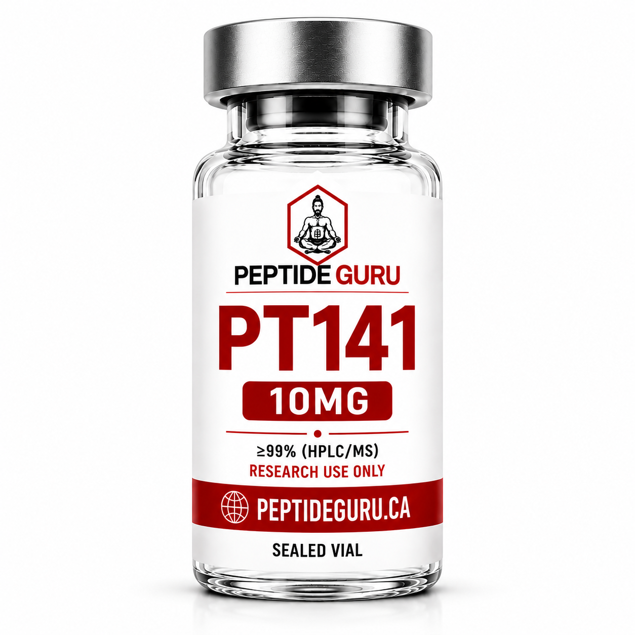 PT-141 10mg — labelled vial of PT-141 (Bremelanotide), 10mg / vial, for laboratory research use only